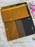 Mustard and black Maheshwari silk cotton saree