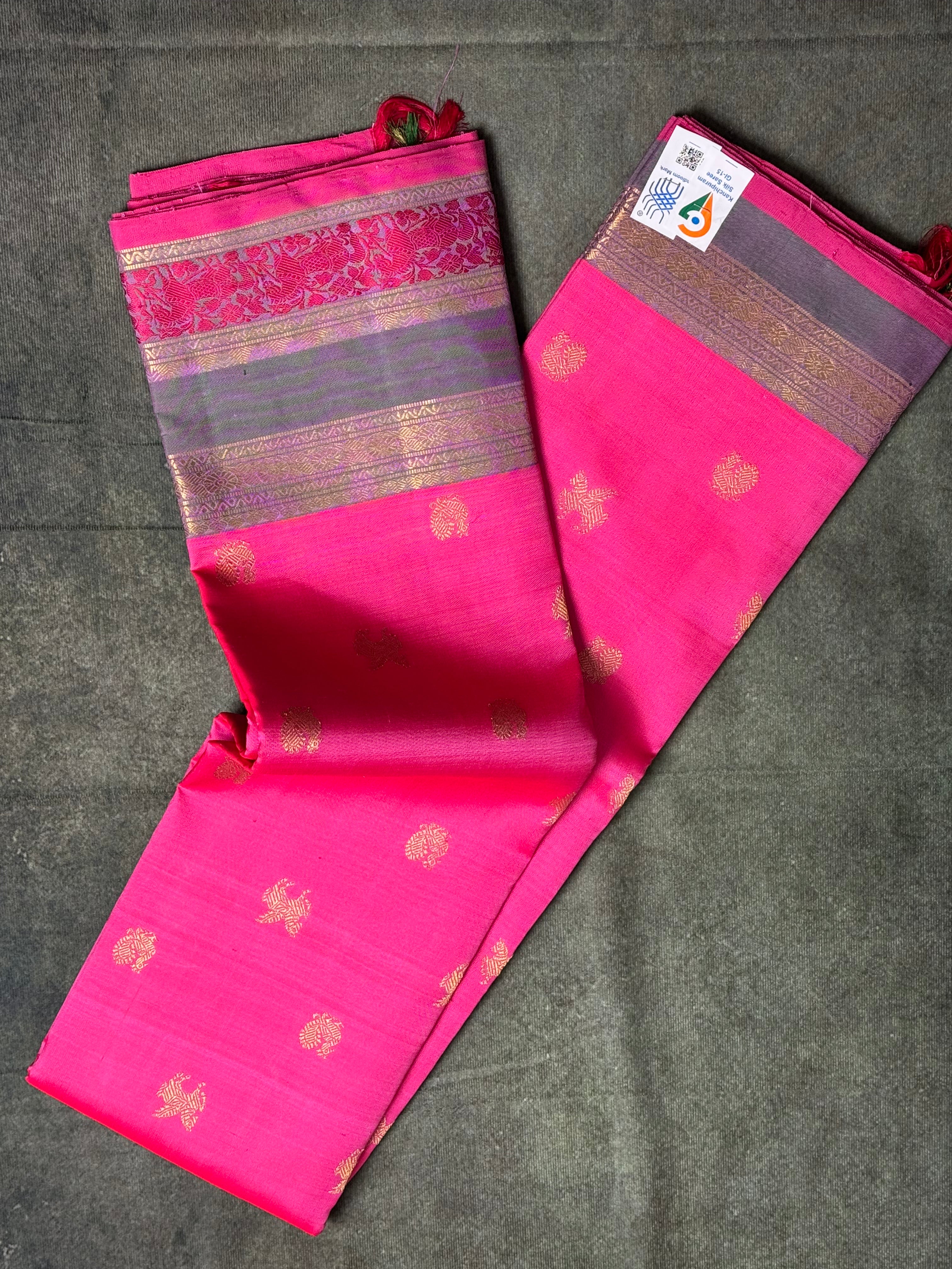 Rani pink Kanchipuram silk saree