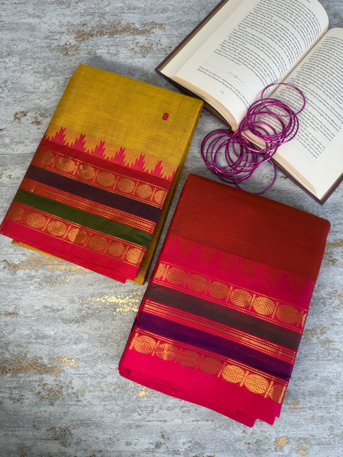 Champanga yellow Kanchi cotton saree