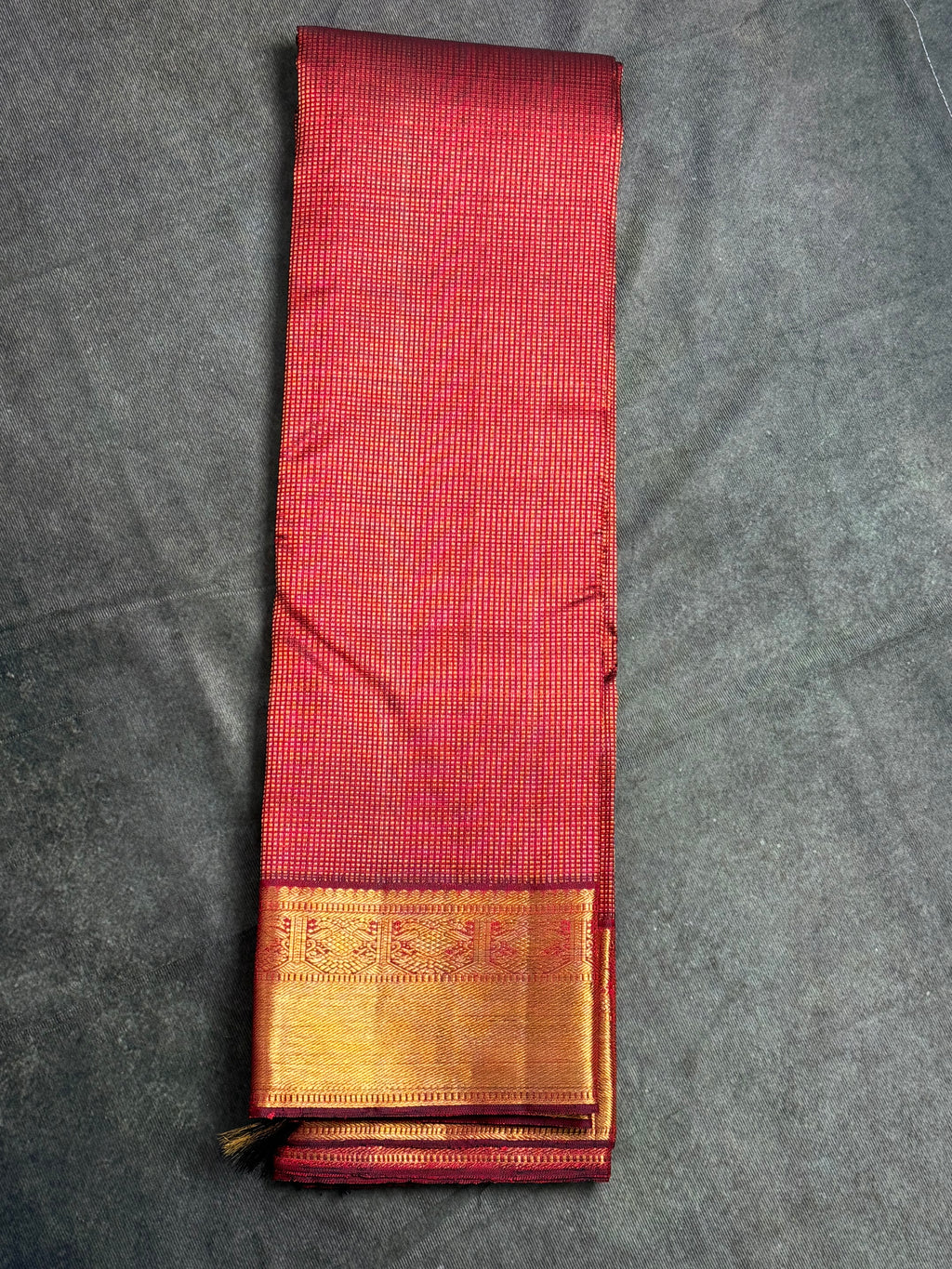 Maroon and gold handloom Kanchipuram silk saree