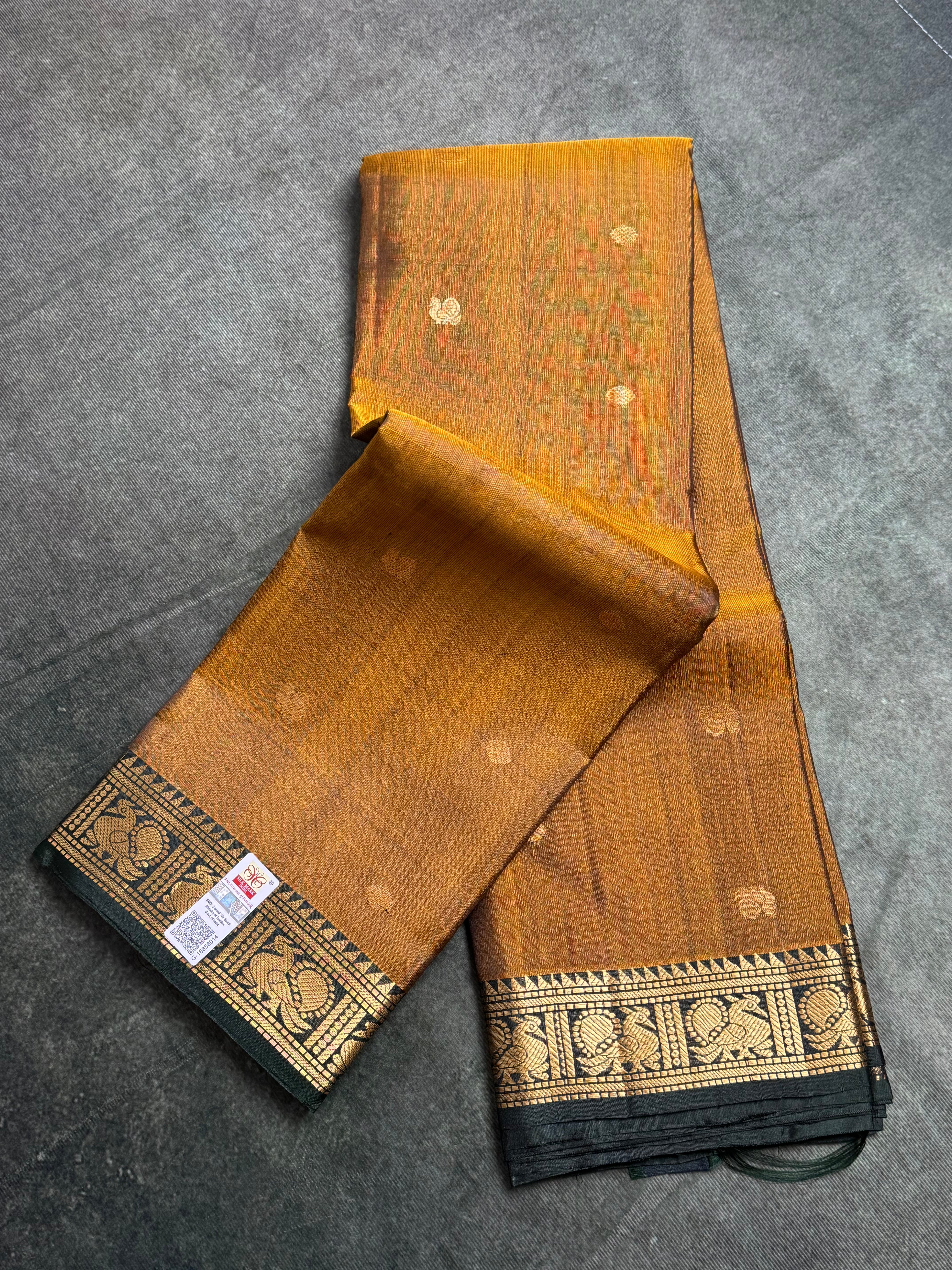 Dark mustard Kanchipuram silk saree