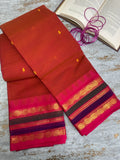 Kanchi cotton saree in brick warm red