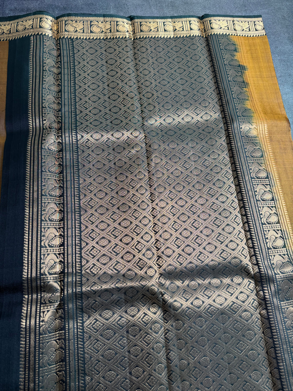 Dark mustard Kanchipuram silk saree