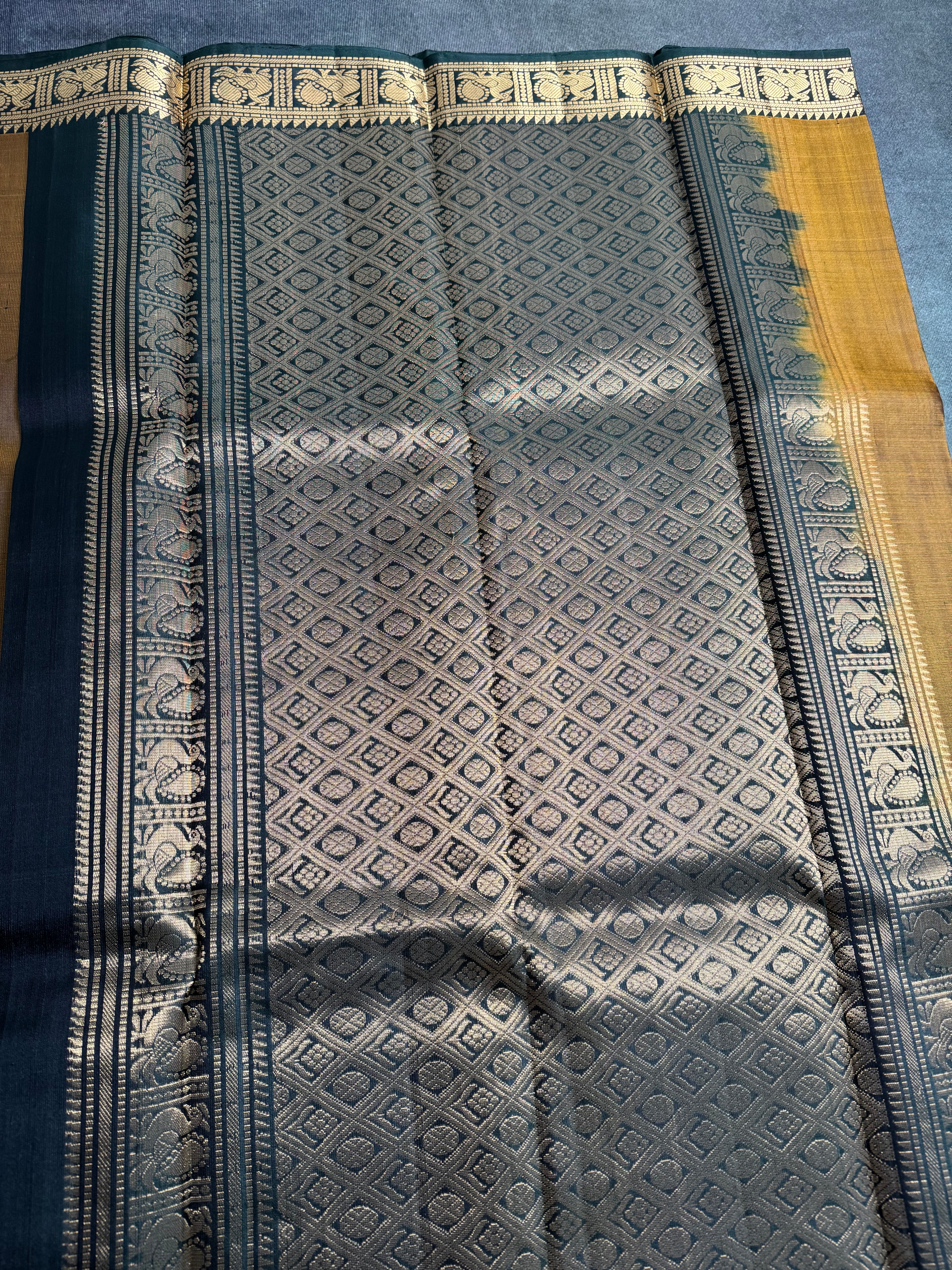 Dark mustard Kanchipuram silk saree