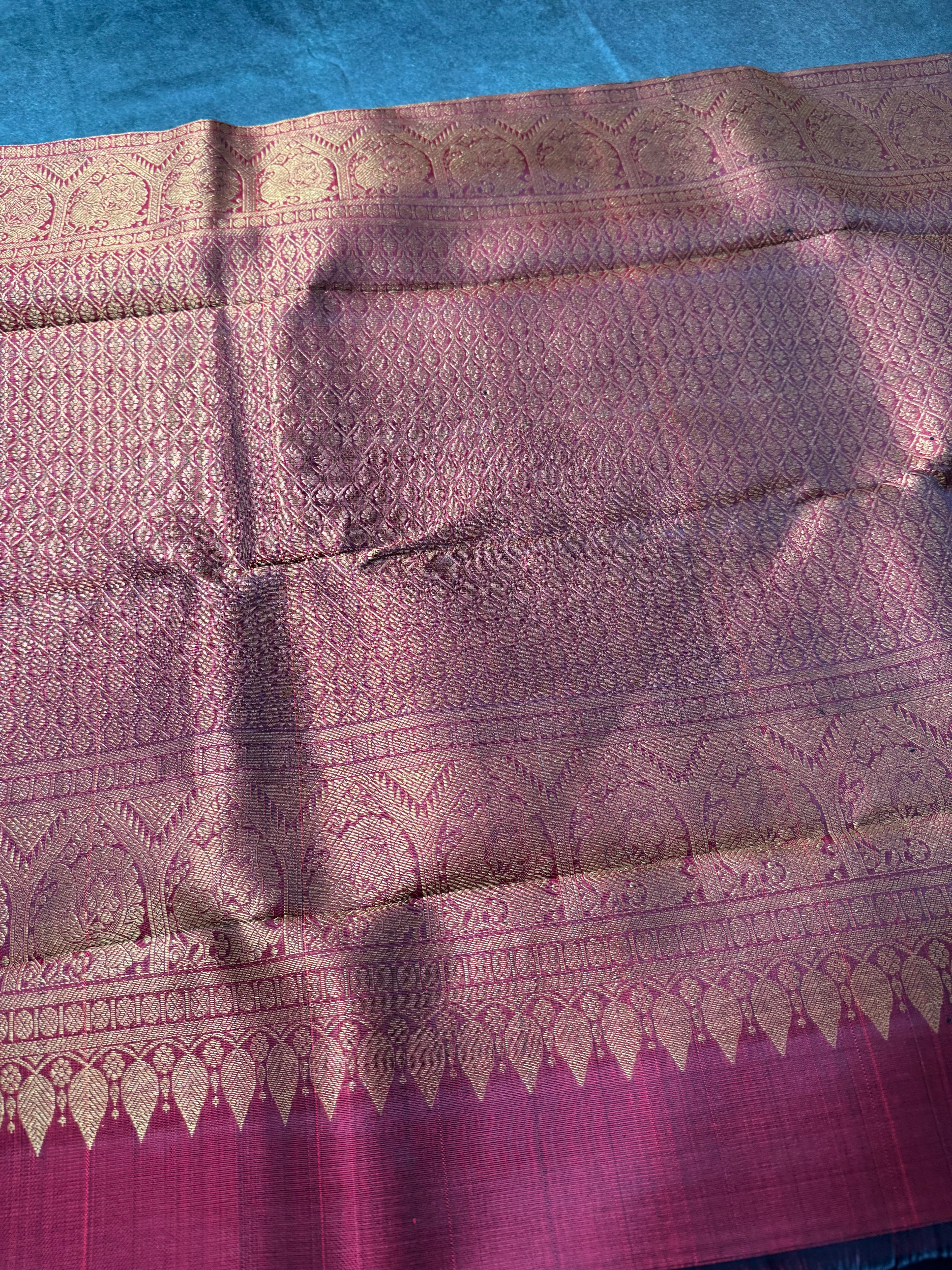 Maroon and gold handloom Kanchipuram silk saree