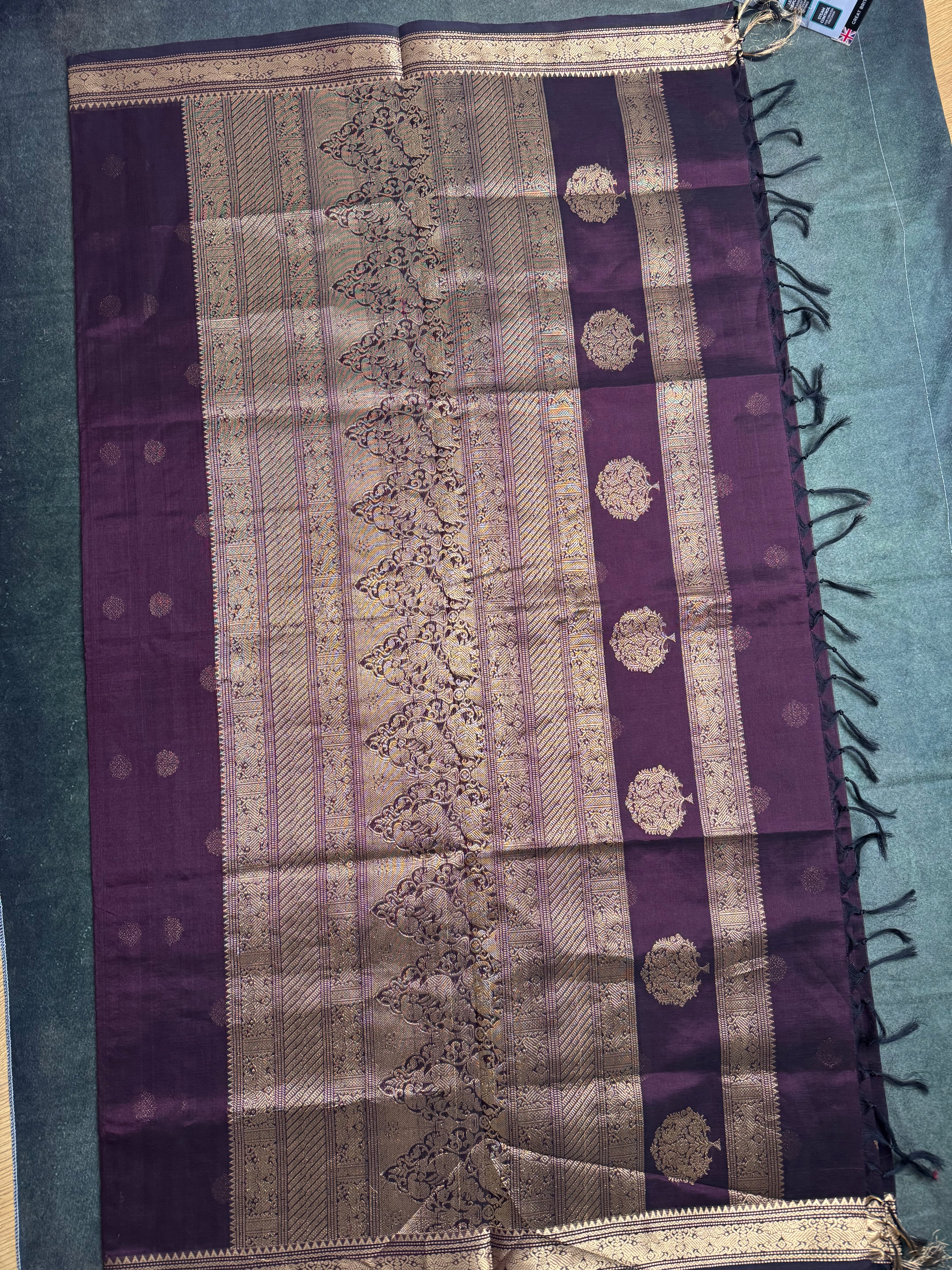 Rich coffee brown silk cotton saree