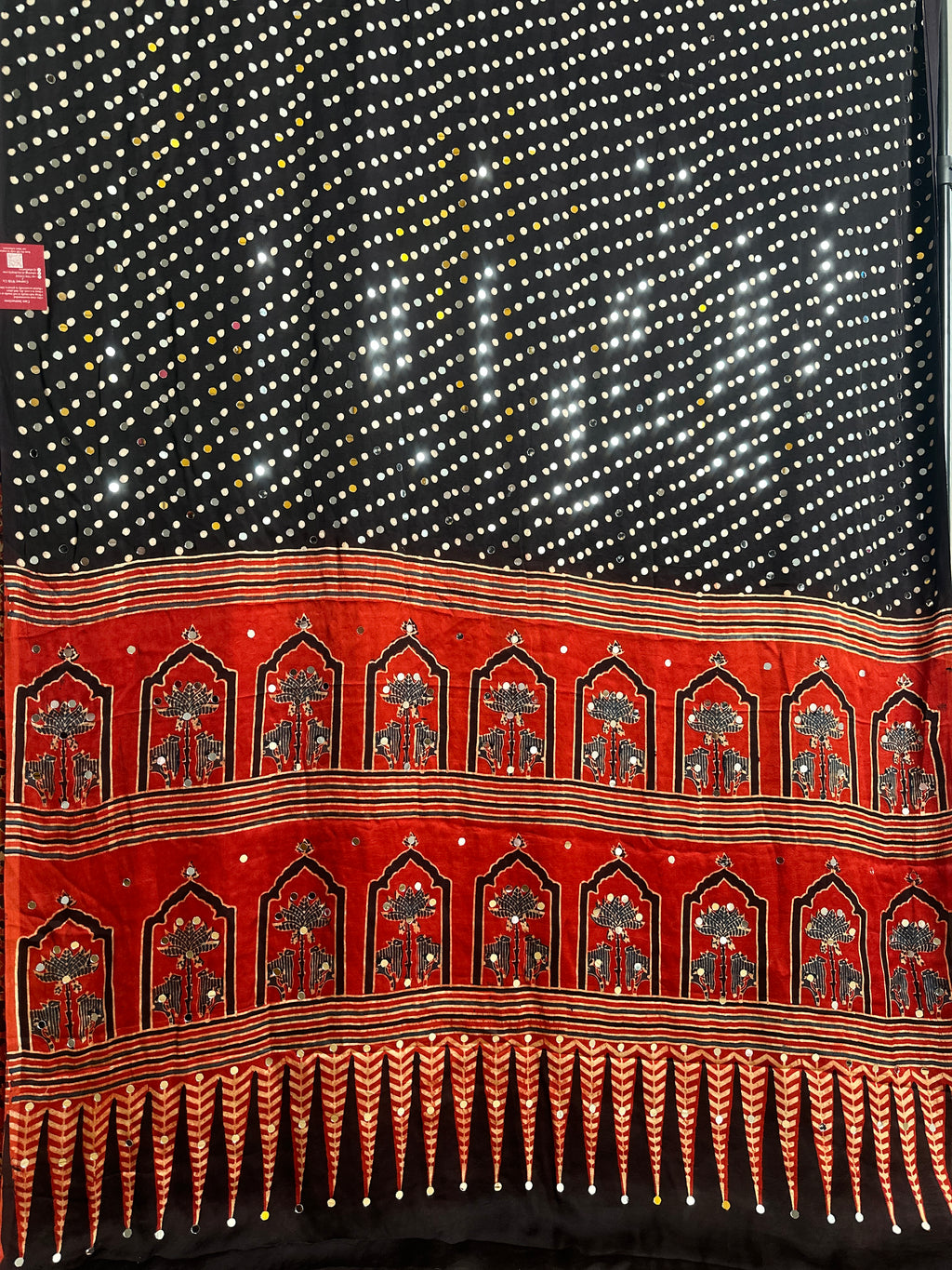 All over body mirror detailing ajrak saree
