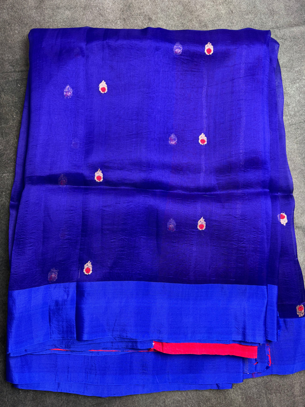 Deep Royal blue kora silk saree