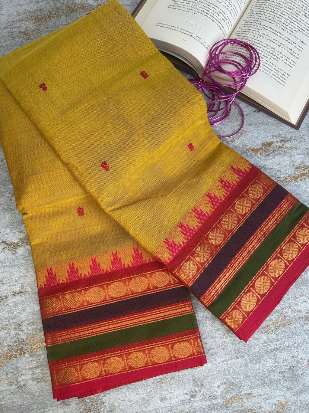 Champanga yellow Kanchi cotton saree