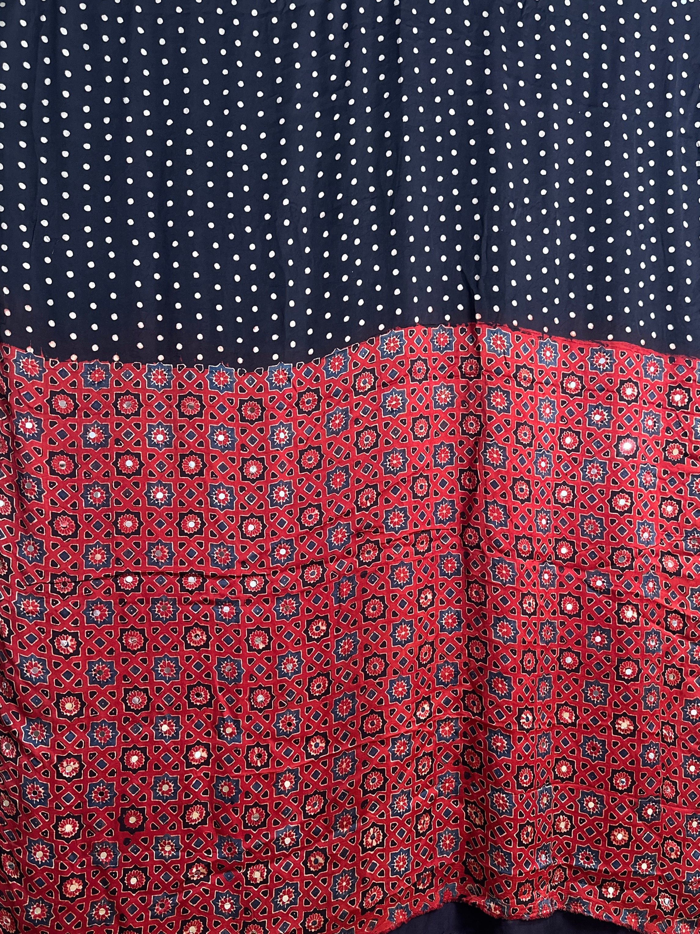 All over body mirror detailing ajrak saree