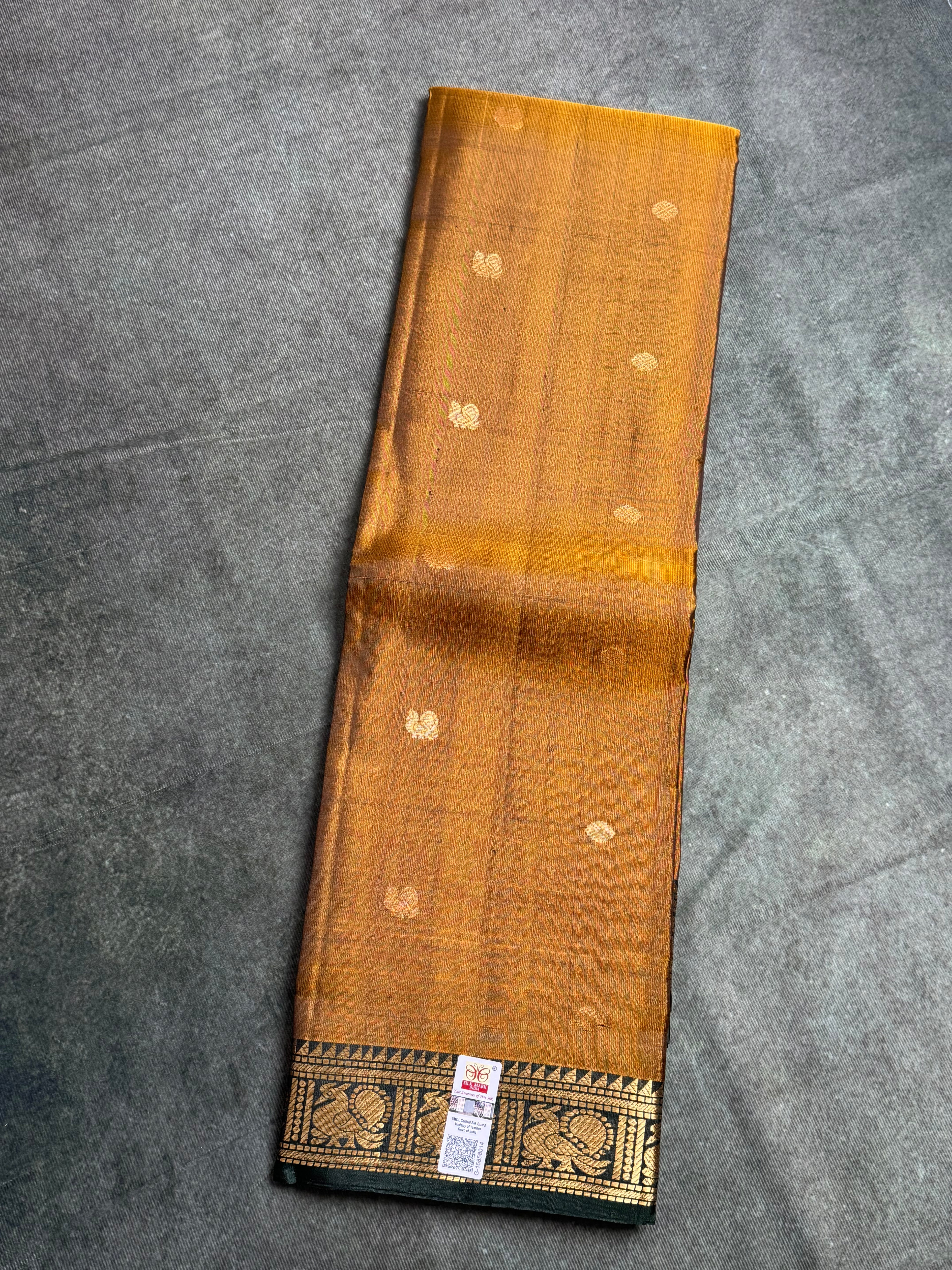 Dark mustard Kanchipuram silk saree
