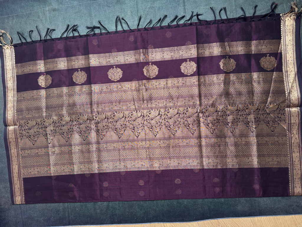Rich coffee brown silk cotton saree