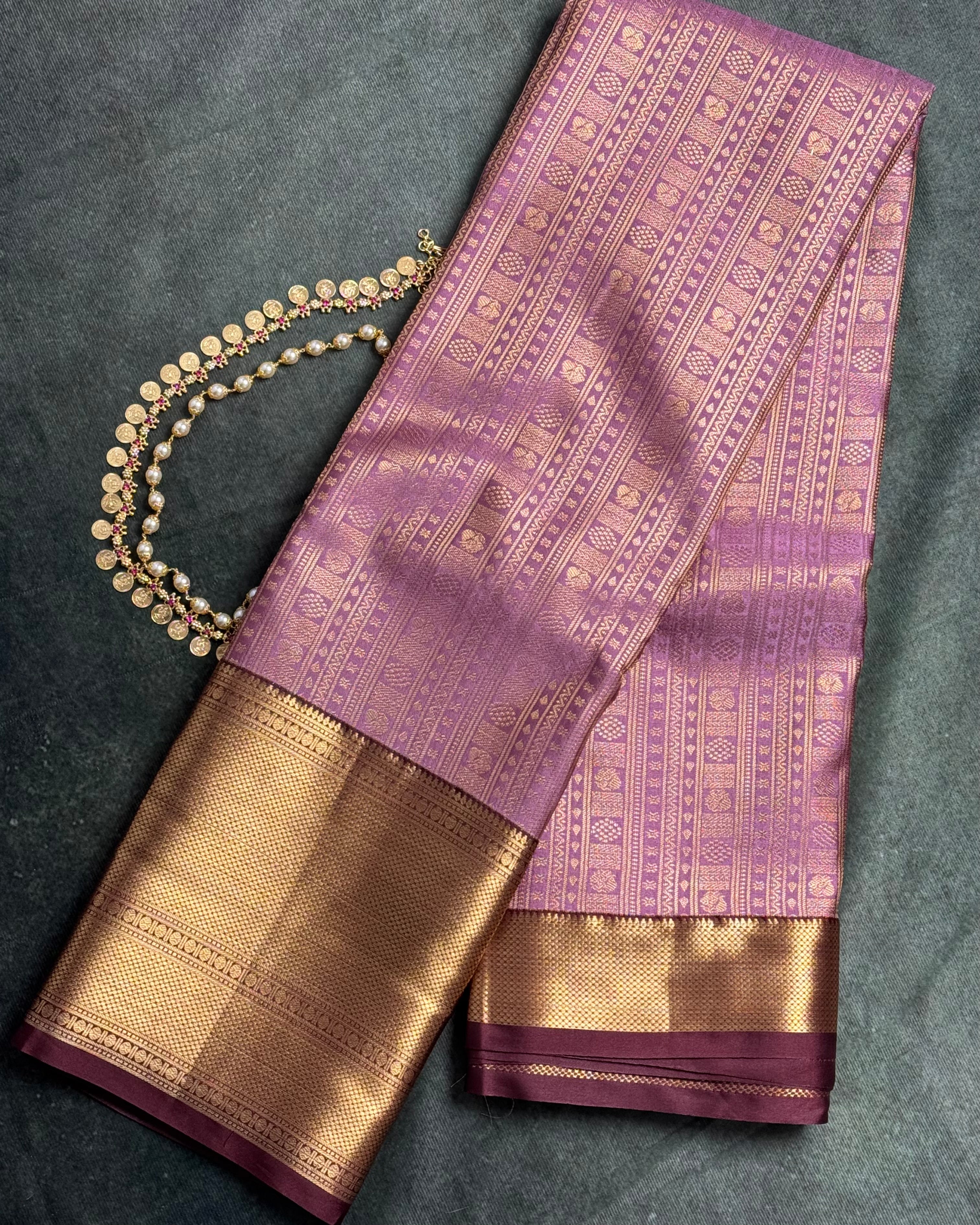 Semi Kanchi Silk Saree – Dusty Lavender Pink