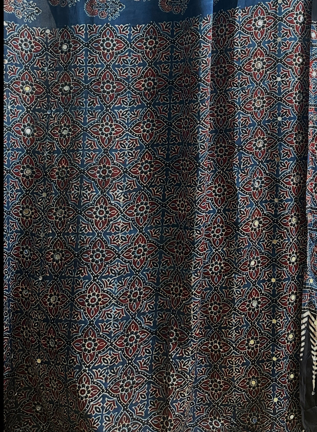 Ajrak block print modal silk saree