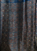 Ajrak block print modal silk saree