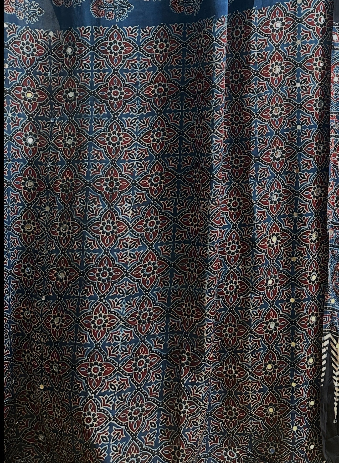 Ajrak block print modal silk saree