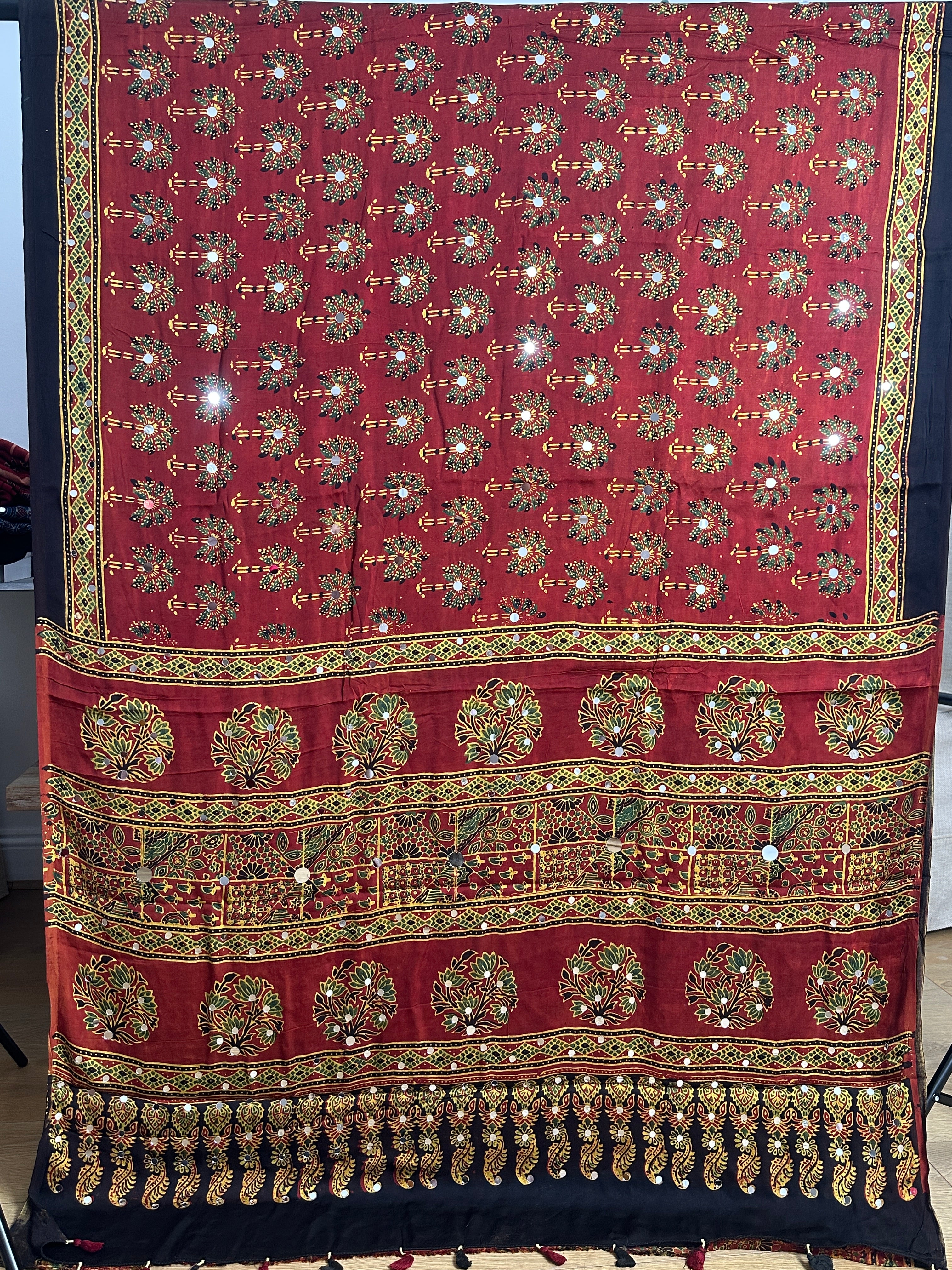 Ajrak hand block printed modal silk saree