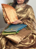 Golden sunset colour tissue silk saree