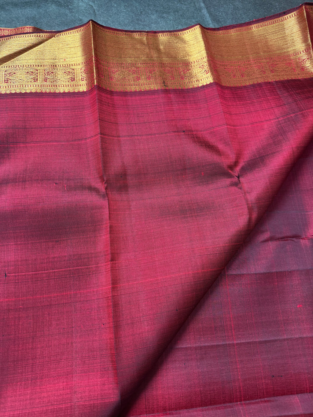 Maroon and gold handloom Kanchipuram silk saree