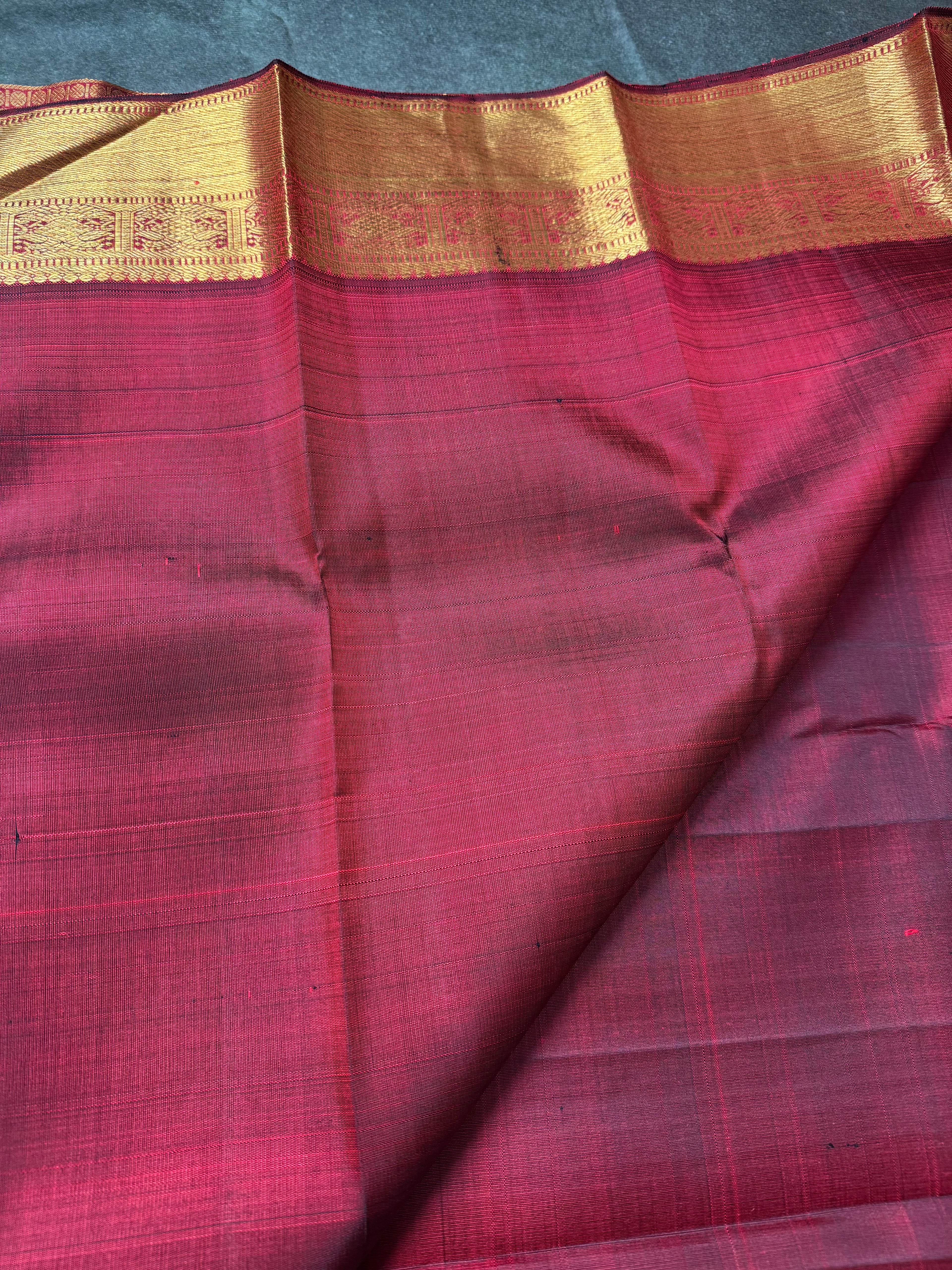 Maroon and gold handloom Kanchipuram silk saree