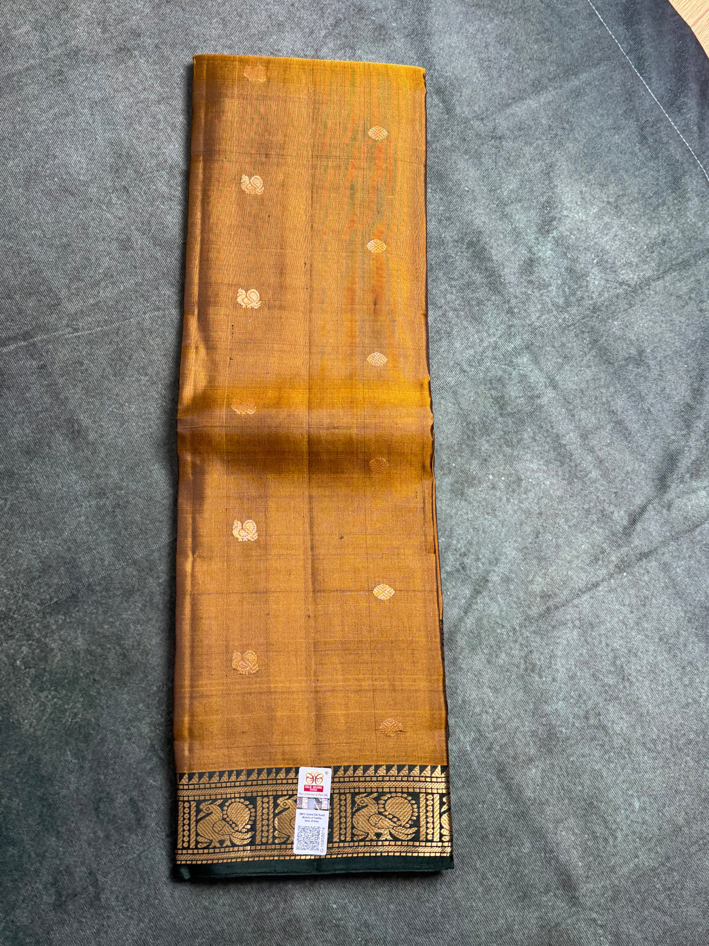 Dark mustard Kanchipuram silk saree