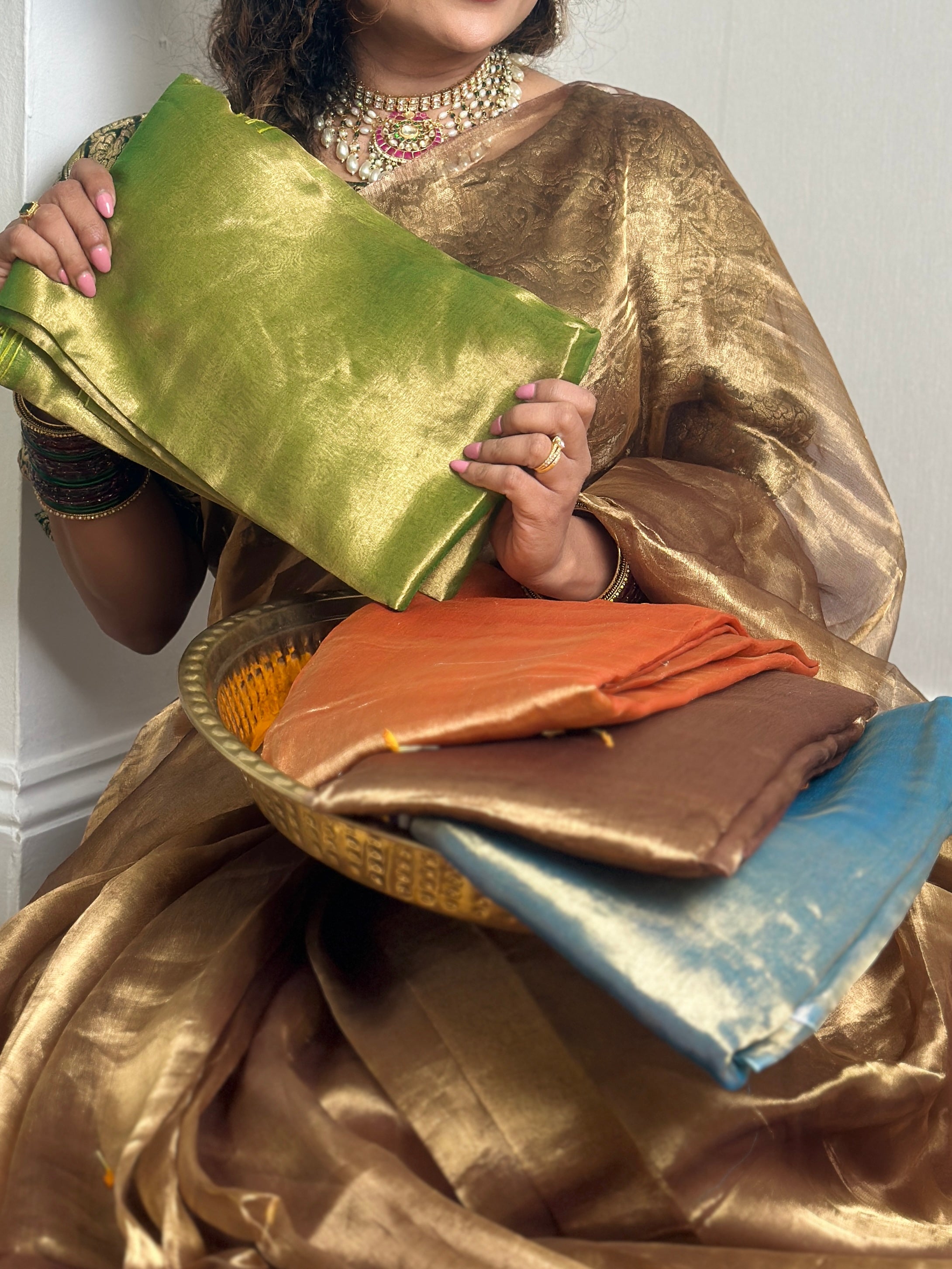 Orange tissue silk saree