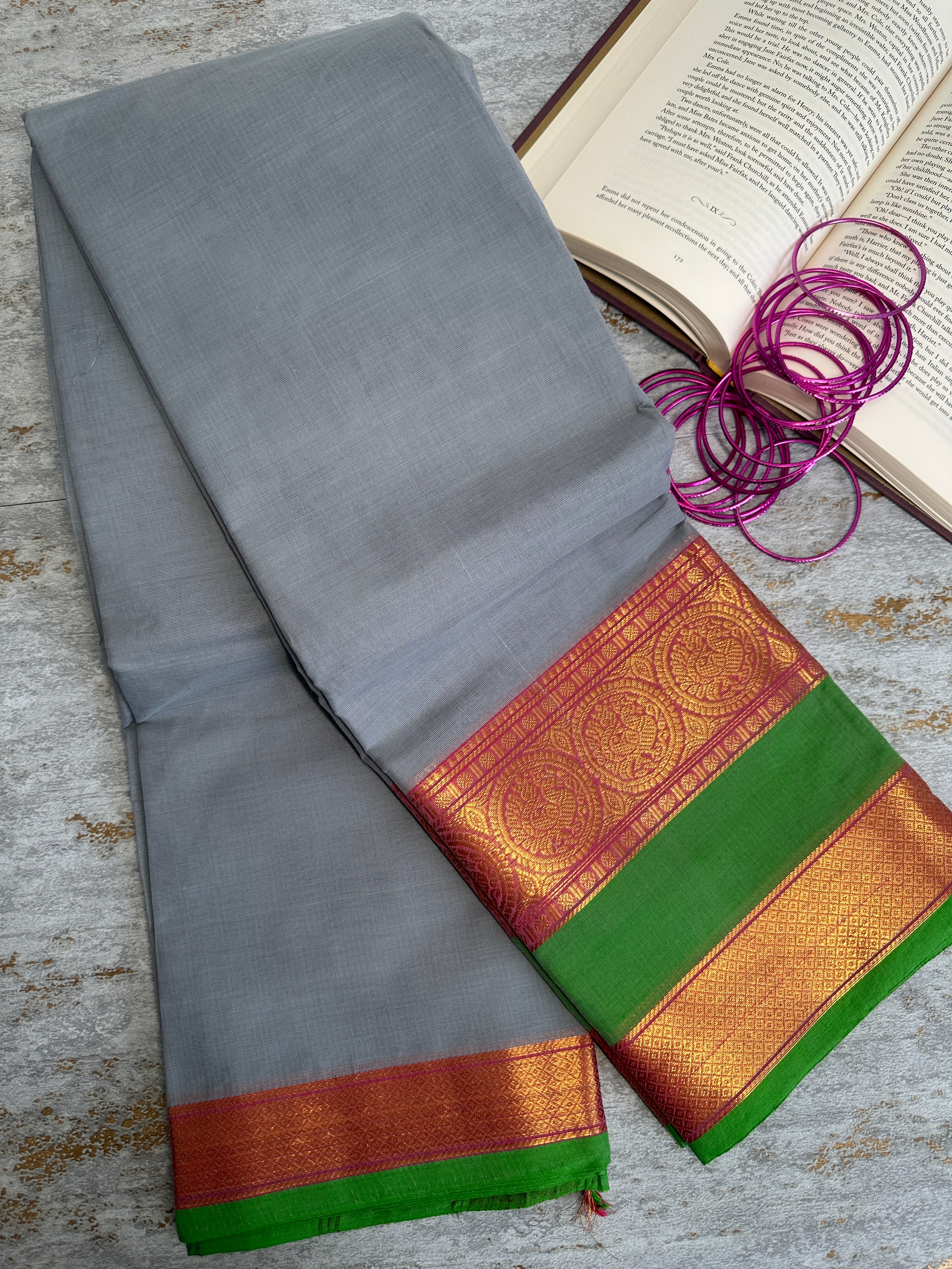 Grey Kanchi cotton saree