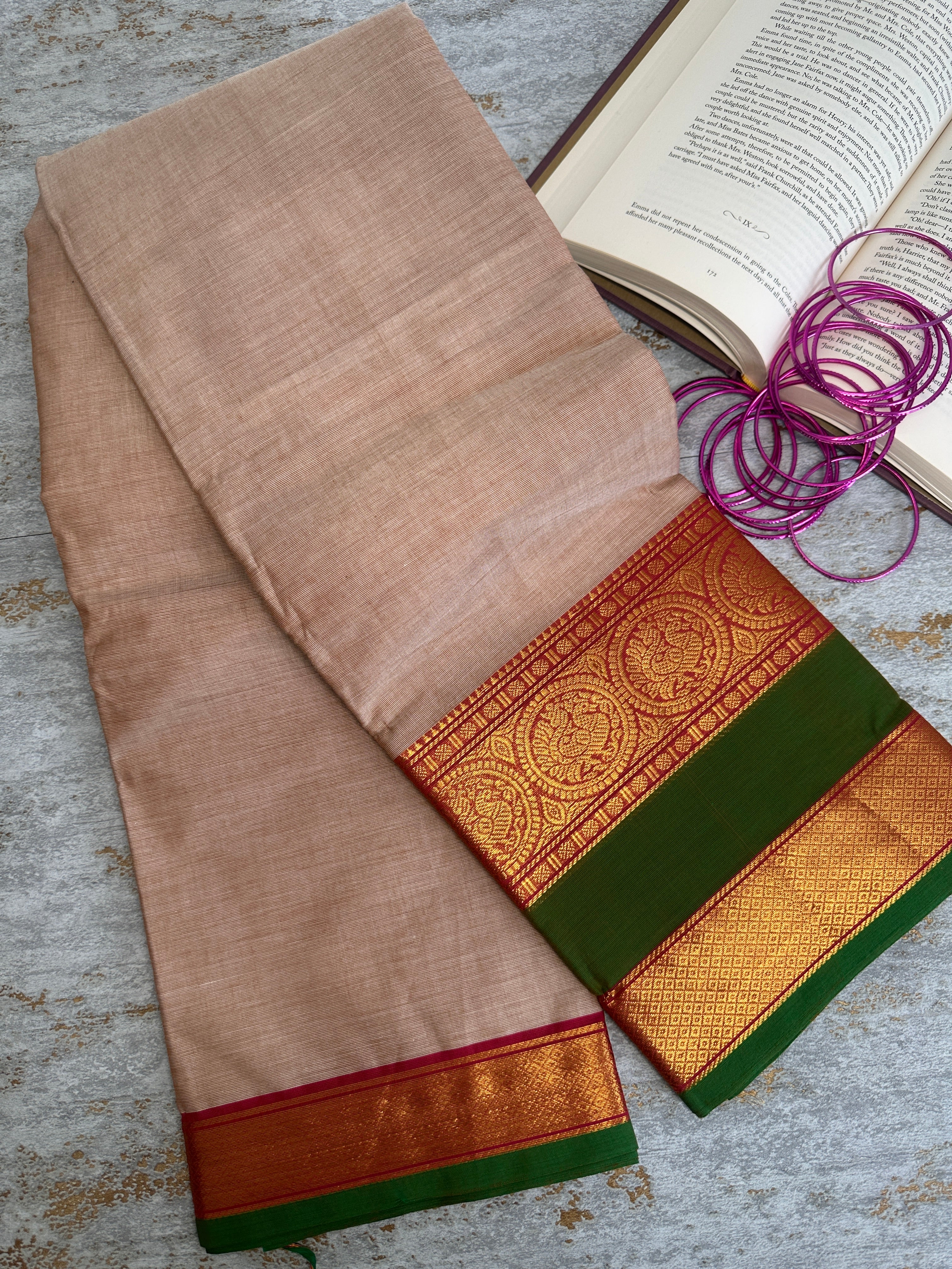 Soft beige Kanchi cotton saree