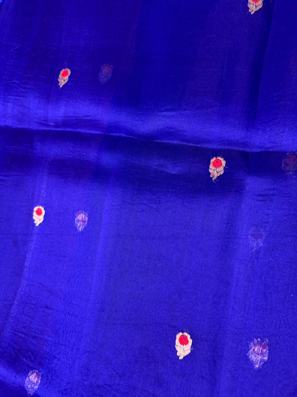 Deep Royal blue kora silk saree