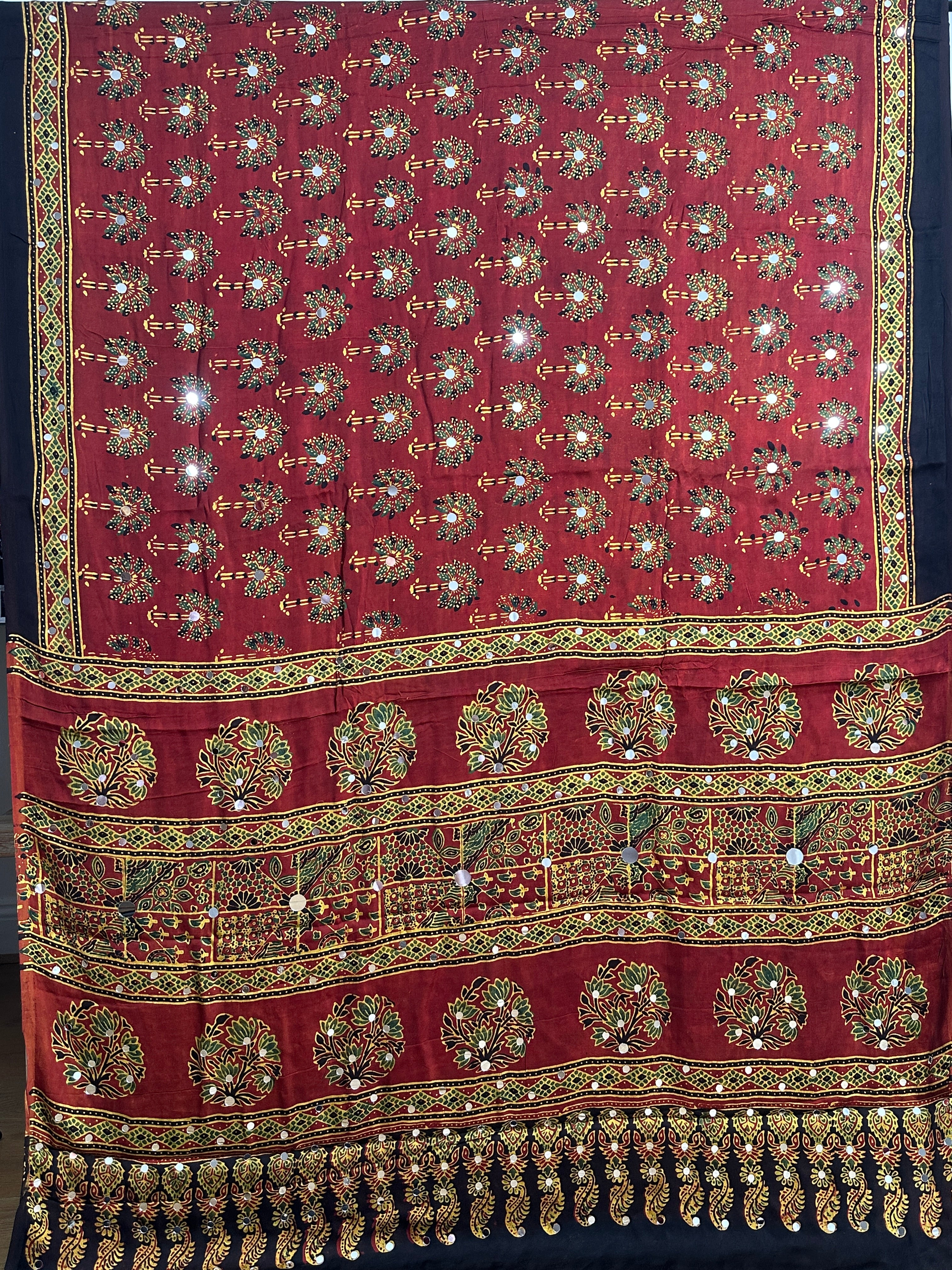 Ajrak hand block printed modal silk saree