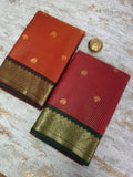Brick red semi soft silk saree