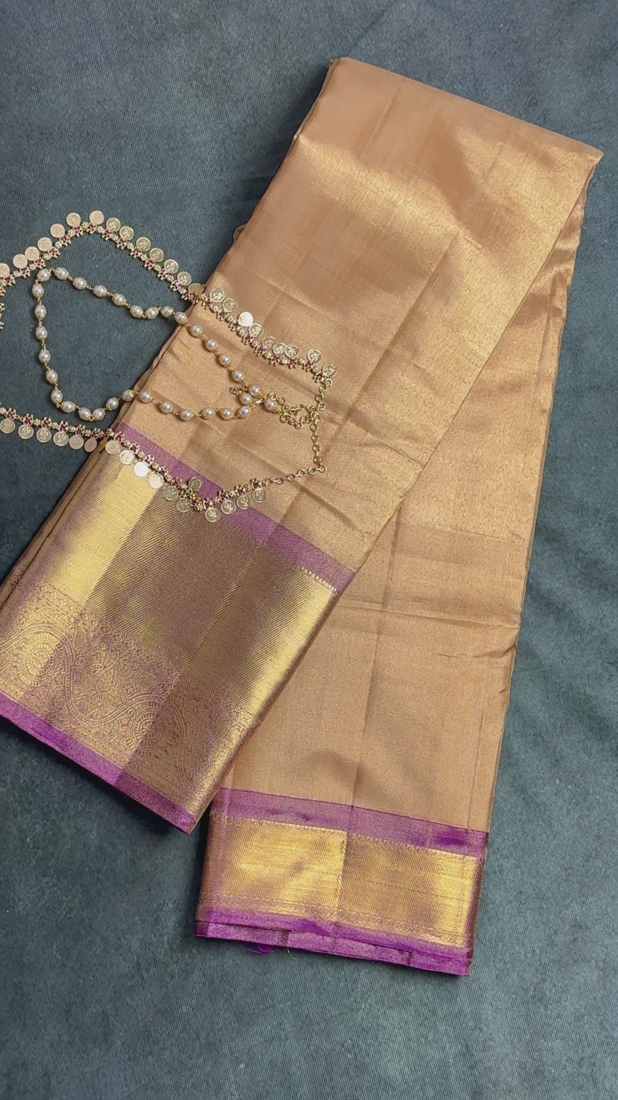 Kanchipuram Tissue Silk Saree – Gold with Lavender Accents