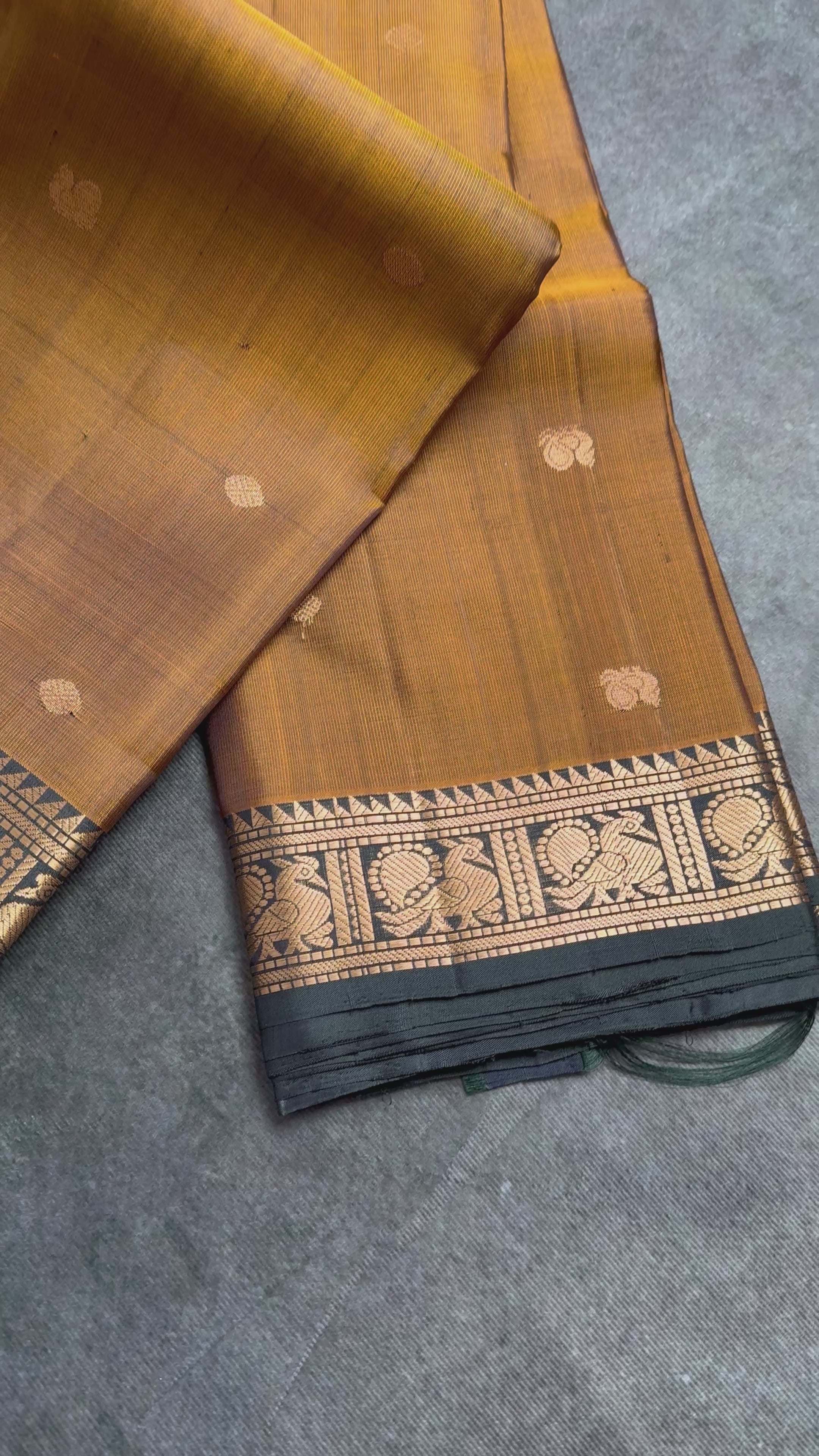 Dark mustard Kanchipuram silk saree