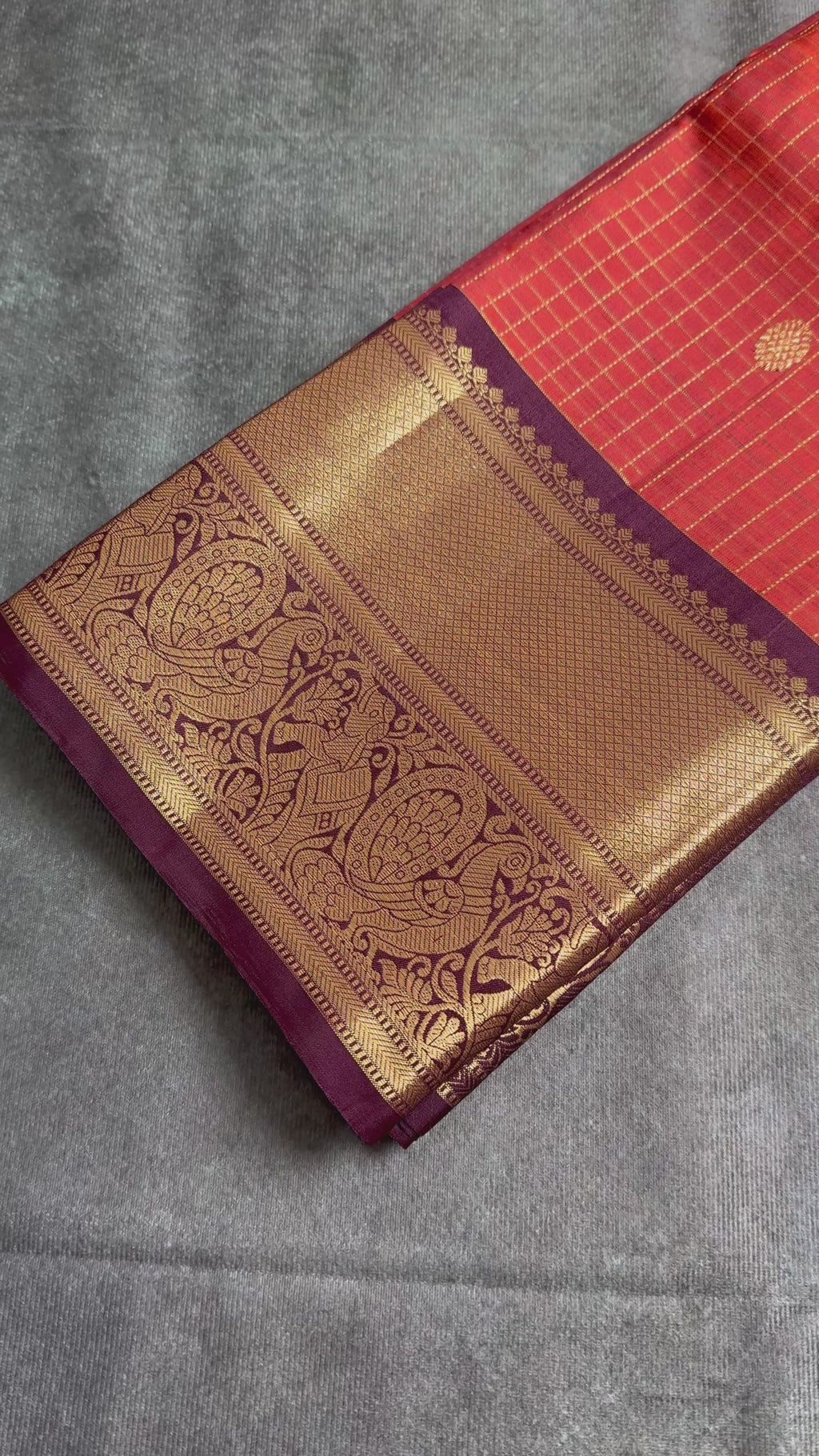 Rust orange Kanchipuram silk saree