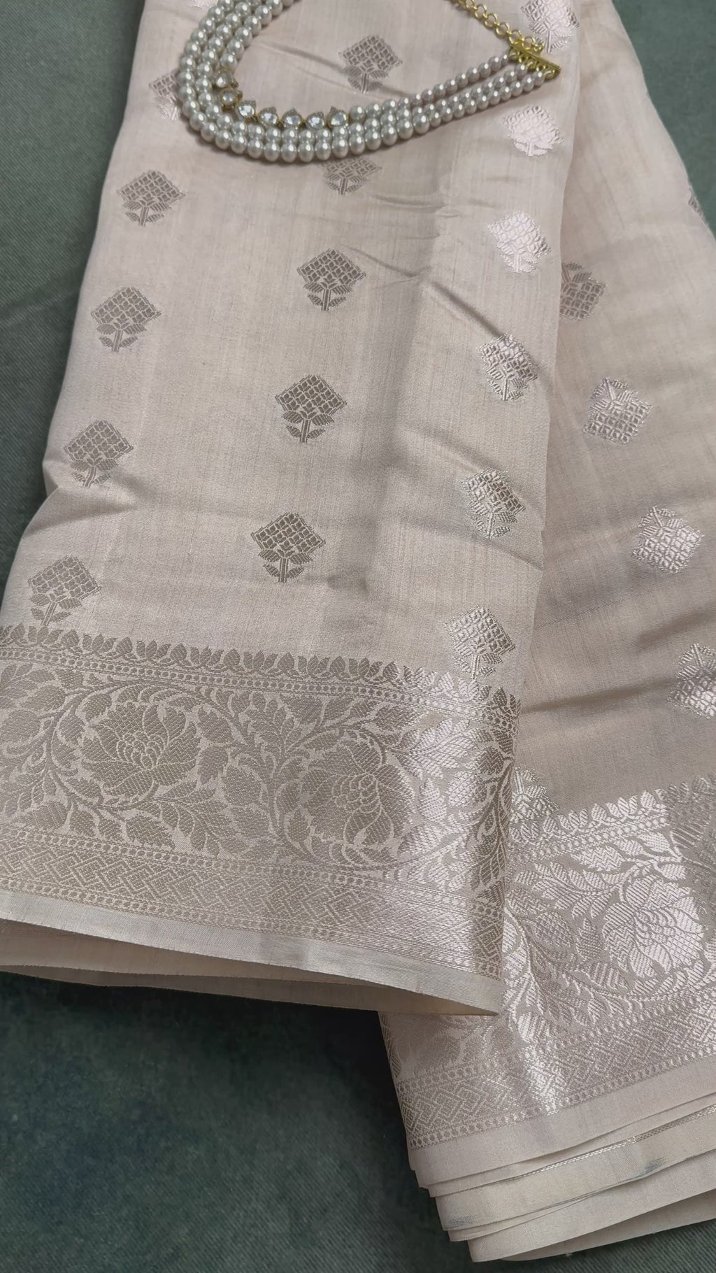 Off white with silver weaves chania silk saree